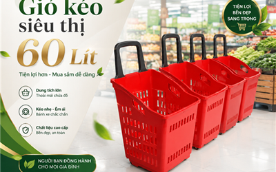 GIỎ KÉO SIÊU THỊ DUNG TÍCH 60L { XẢ KHO }