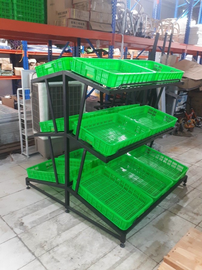 Kệ rau củ quả đôi khay nhựa