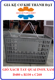 Giỏ xách tay siêu thị quai inox  màu xám
