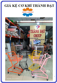 Xe đẩy siêu thị 2 tầng đủ mầu sắc