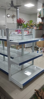 Kệ siêu thị lưng lưới đơn 0,9m×1,2m