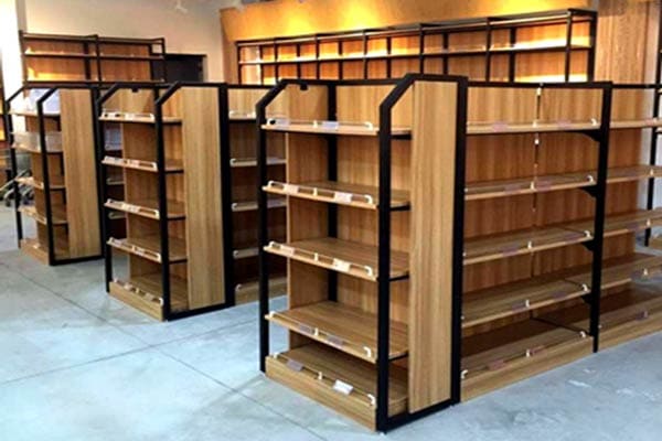 kệ trưng bày sách mâm gỗ khung sắt cho nhà sách